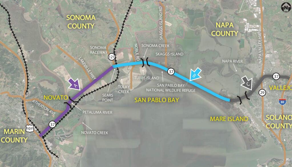 This is the proposed Highway 37 project area. An informational open house on the proposal will be held from 6 to 8 p.m. Thursday, Sept. 28, at the Sonoma Valley Veterans Memorial Building, 126 First St. W., Sonoma.