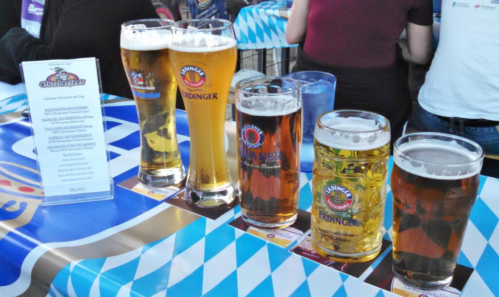 A rainbow of beer offerings for Oktoberrfest at Taps. (DREA PIEROTTI/FOR THE ARGUS-COURIER)