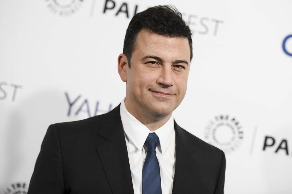 FILE - In this March 8, 2015, file photo, Jimmy Kimmel arrives at the 32nd Annual Paleyfest : 'Scandal' held at The Dolby Theatre in Los Angeles. Kimmel said on Sept. 19, 2017, that Republican Sen. Bill Cassidy “lied right to my face” by going back on his word to ensure any health care overhaul passes a test the Republican lawmaker named for the late night host. (Photo by Richard Shotwell/Invision/AP, File)