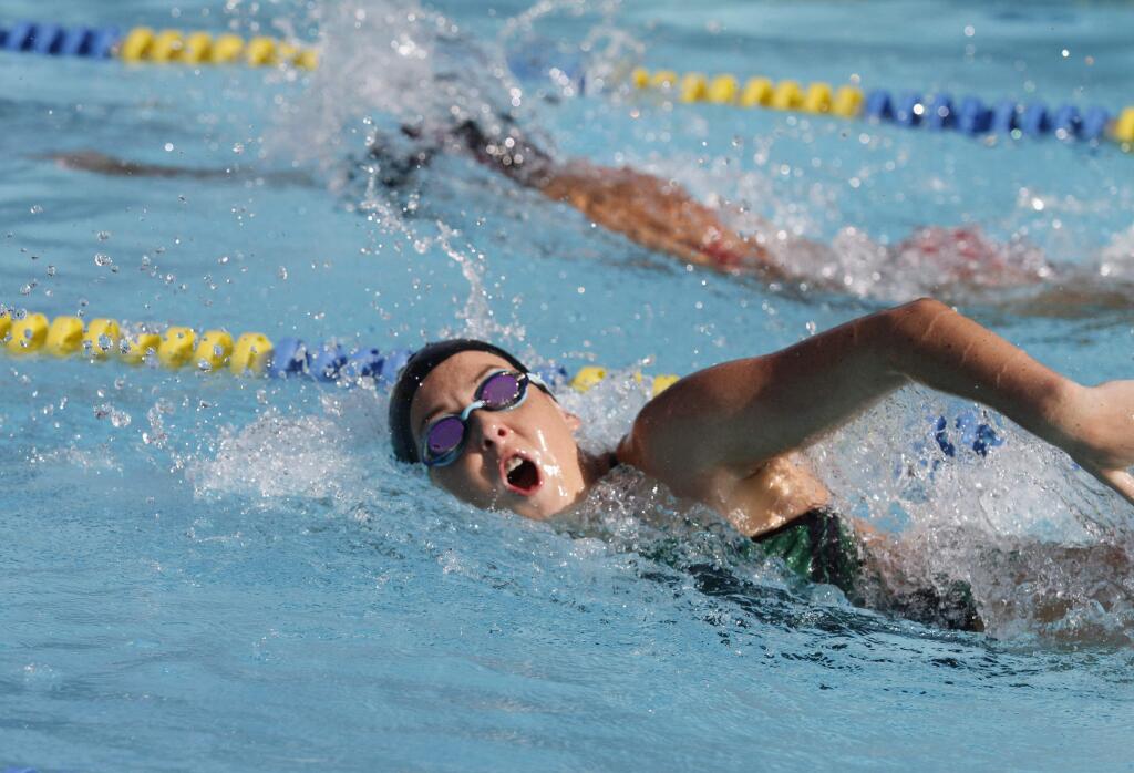 Bill Hoban/Index-TribuneThe Sonoma Valley High Dragon swimmers will be competing in the Sono0ma County League meet which wraps up Friday (today). Abby Parr, swimming in an earlier meet, will be among the Dragons competing.