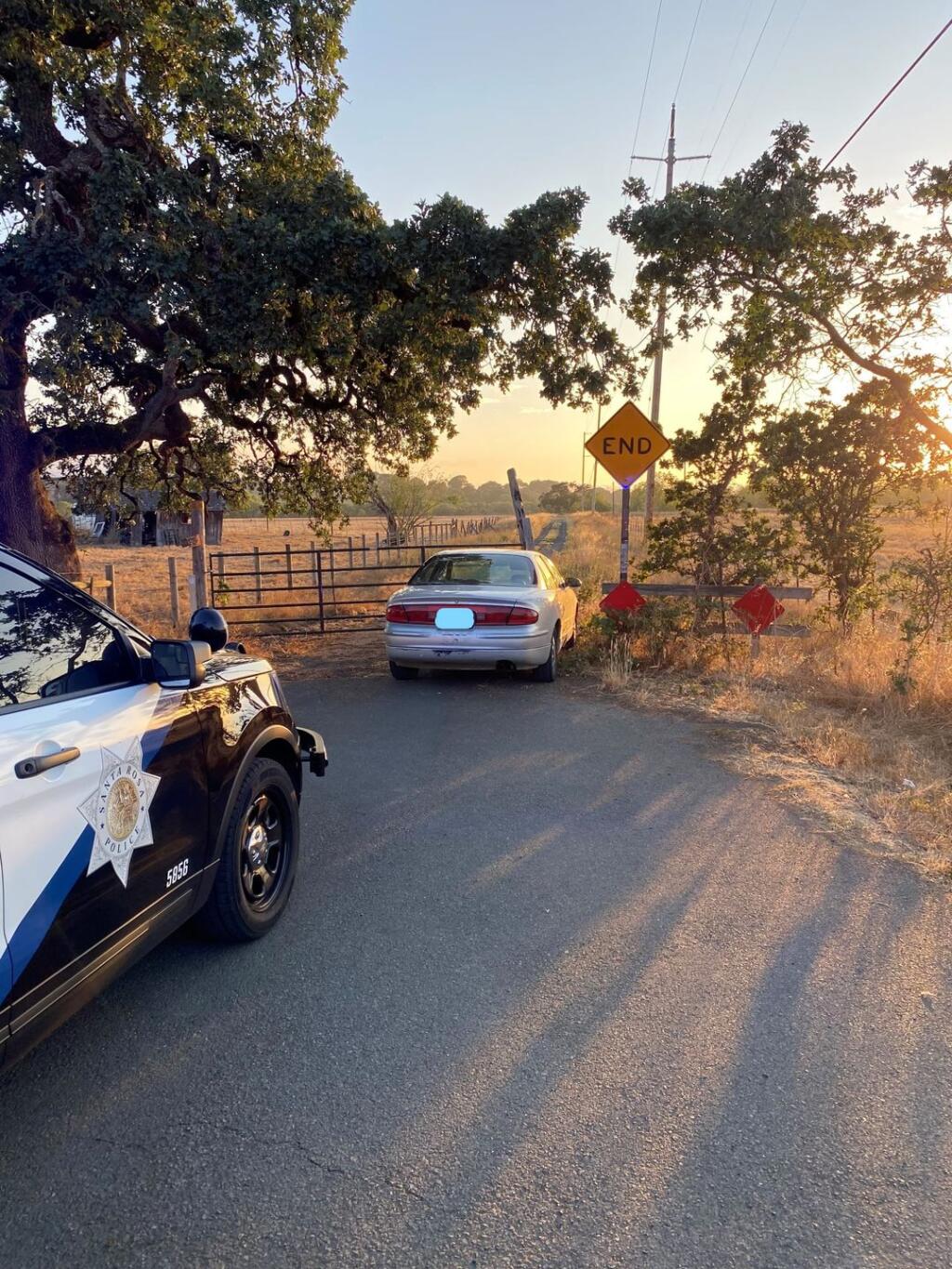 An assault suspect was arrested after an 8-miles vehicle pursuit from Santa Rosa to Rohnert Park, Wednesday, July 28, 2021. (Santa Rosa Police Department / Facebook)