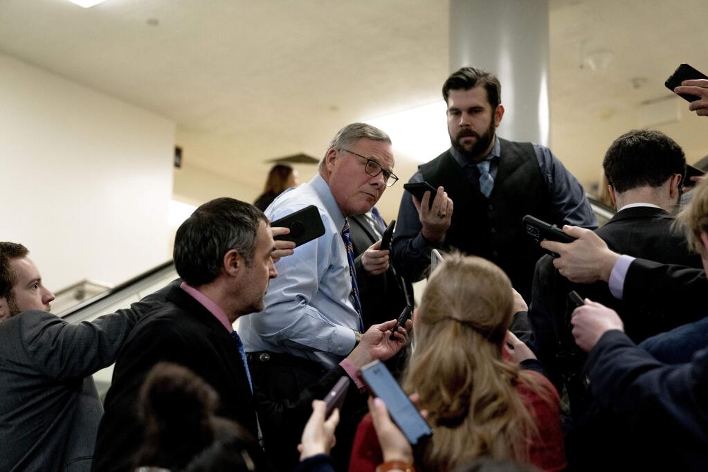 FILE - Sen. Richard Burr (R-N.C.) at the Capitol building in Washington on Jan. 31, 2020. The North Carolina Republican is seeking to clear himself following the disclosure that he sold at least hundreds of thousands of dollars in shares before the market tumbled. (Anna Moneymaker/The New York Times)
