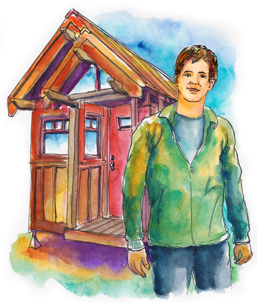 Sebastopol's Jay Shafer, who is planning a community of tiny houses, says residents of small homes learn to live simply. (Richard Sheppard sketch)