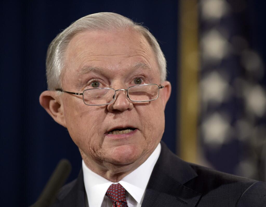 Attorney General Jeff Sessions makes a statement at the Justice Department in Washington, Tuesday, Sept. 5, 2017, on President Barack Obama's Deferred Action for Childhood Arrivals, or DACA program. President Donald Trump's administration will 'wind down' a program protecting hundreds of thousands of young immigrants who were brought into the country illegally as children, Attorney General Jeff Sessions declared Tuesday, calling the Obama administration's program 'an unconstitutional exercise of authority.' (AP Photo/Susan Walsh)