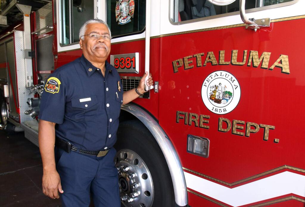 Petaluma Fire Chief Leonard Thompson was placed on administrative leave Wednesday. The reason for the city’s decision remain unclear at this time. Thompson, who also serves as chief of the Rancho Adobe Fire District, oversees more than 100 firefighting personnel serving 100,000 people across more than 200 square miles. (ARGUS-COURIER FILE PHOTO)