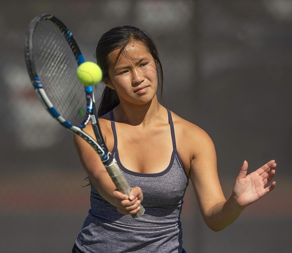 Sophia Nguyen leads the Maria Carrillo girls tennis team. (John Burgess / The Press Democrat)