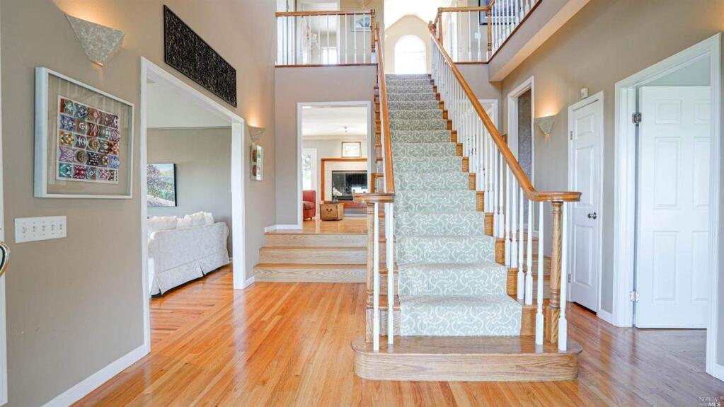 A grand central staircase at 17 Buckeye Court, Petaluma. Property listed by Peg and Jeremy King/ Coldwell Banker, coldwellbanker.com, 707-769-4328. (Courtesy NORCAL MLS)