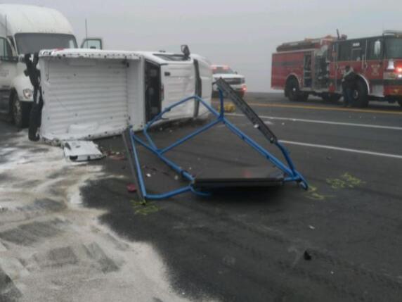 Authorities investigated a multi-vehicle collision near highways 12 and 160 Saturday, Jan. 15, 2022. A Santa Rosa woman died in the collision. (Montezuma Fire Protection District)