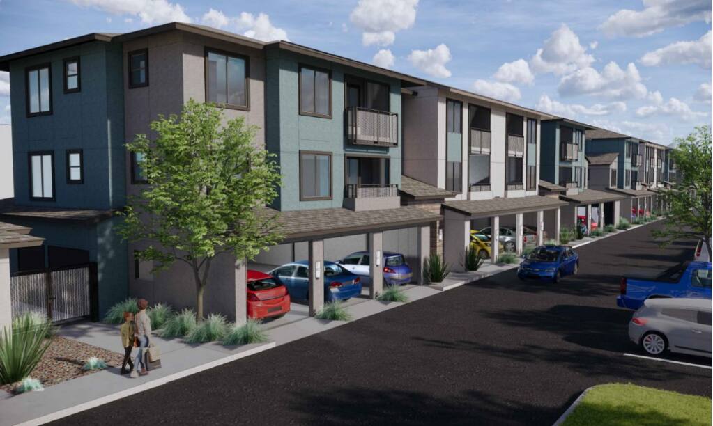 Rendering of Acme Family Apartments under construction in southwest Santa Rosa.