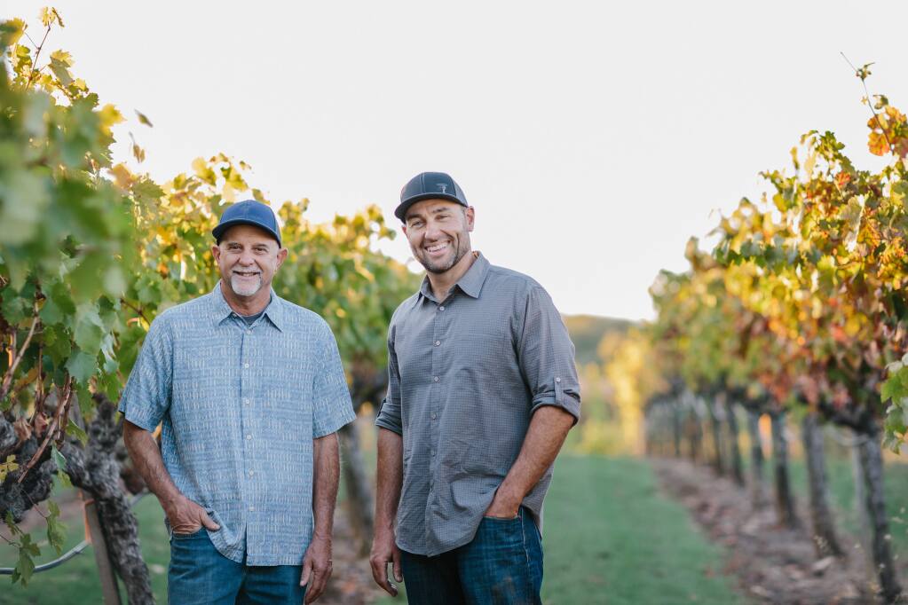 Co-owners of Kokomo Winery, grower Randy Peters, left, and winermaker Erik Miller, right.