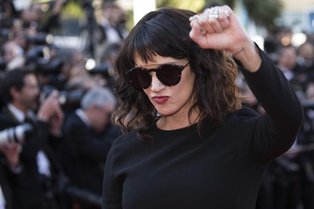 Asia Argento poses for photographers upon arrival at the premiere of the film 'The Man Who Killed Don Quixote' and the closing ceremony of the 71st international film festival, Cannes, southern France, Saturday, May 19, 2018.(Photo by Vianney Le Caer/Invision/AP)