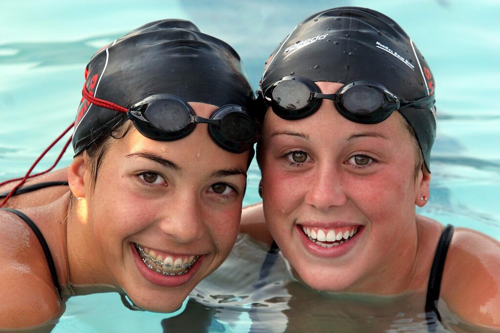 Maria Carrillo's Maya DiRado, left, and Santa Rosa's Molly Hannis will be members of the U.S. Olympic team in Rio de Janeiro. (Press Democrat, 2008)