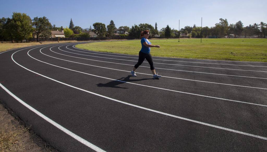 The newly-resurfaced Sonoma Valley High School track is often used in the early morning by locals for walking and running. (Photo by Robbi Pengelly/Index-Tribune)
