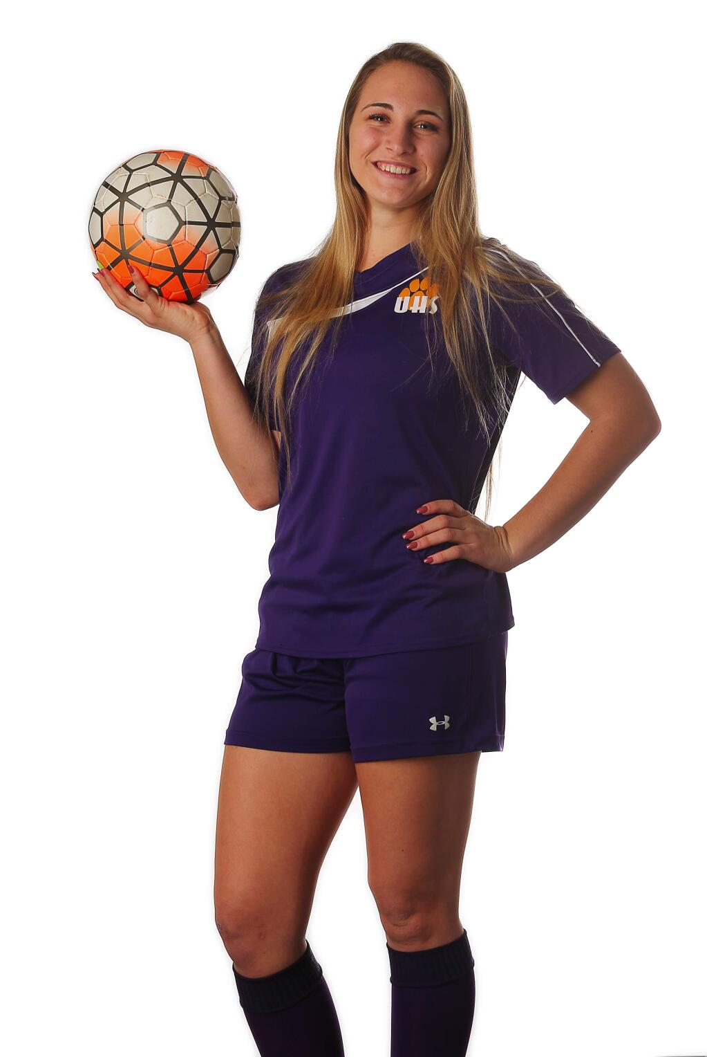 Ukiah's Taylor Bray is the girls large school soccer player of the year.(Christopher Chung/ The Press Democrat)