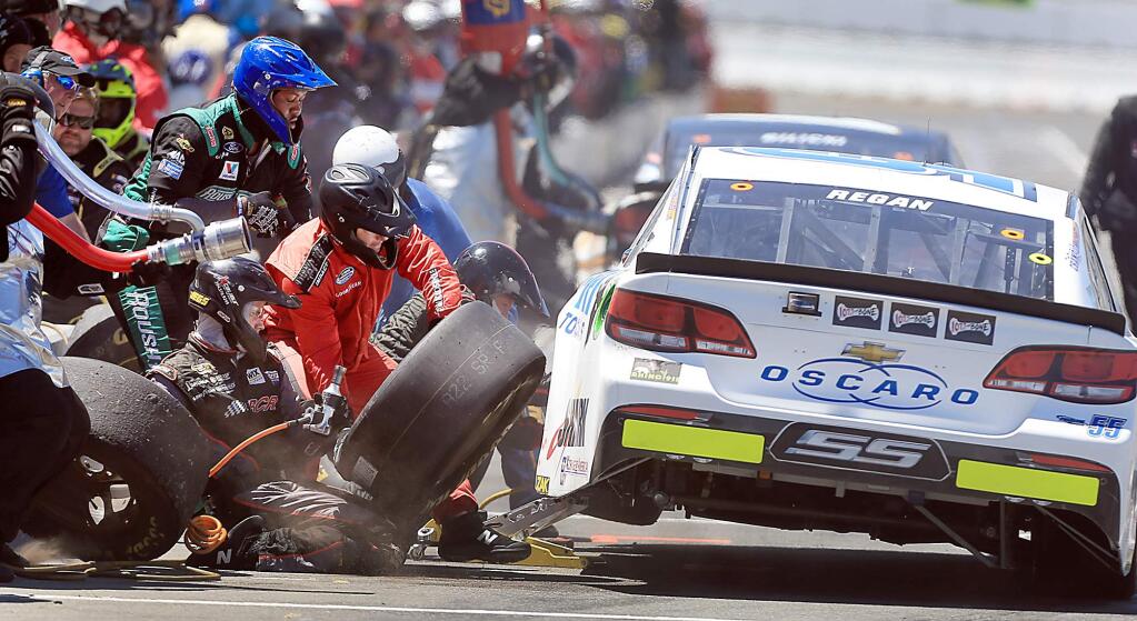 Driver Tommy Regan pits during the Toyota/Save Mart 350 at Sonoma Raceway in Sonoma, Sunday, June 25, 2017. (Kent Porter / The Press Democrat)