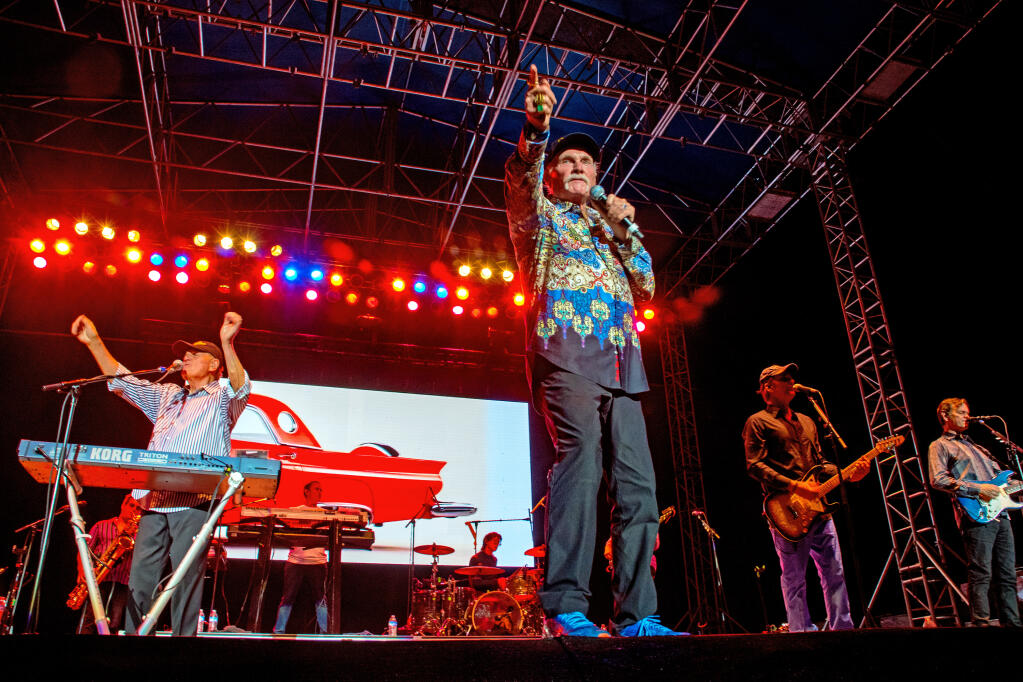 Mike Love leads the Beach Boys in concert on the stage of the Nex-Tech Wireless Arena at the Kansas State Fair in 2018. The Beach Boys are scheduled to perform in September at the Green Music Center at Sonoma State University in Rohnert Park. (mark reinstein / Shutterstock)