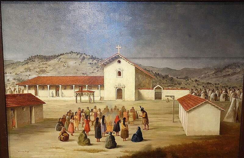 Much of what we believe about the missions is based on 19th century artist renderings, such as this by Oriana Day, which aren't known for their historical accuracy.