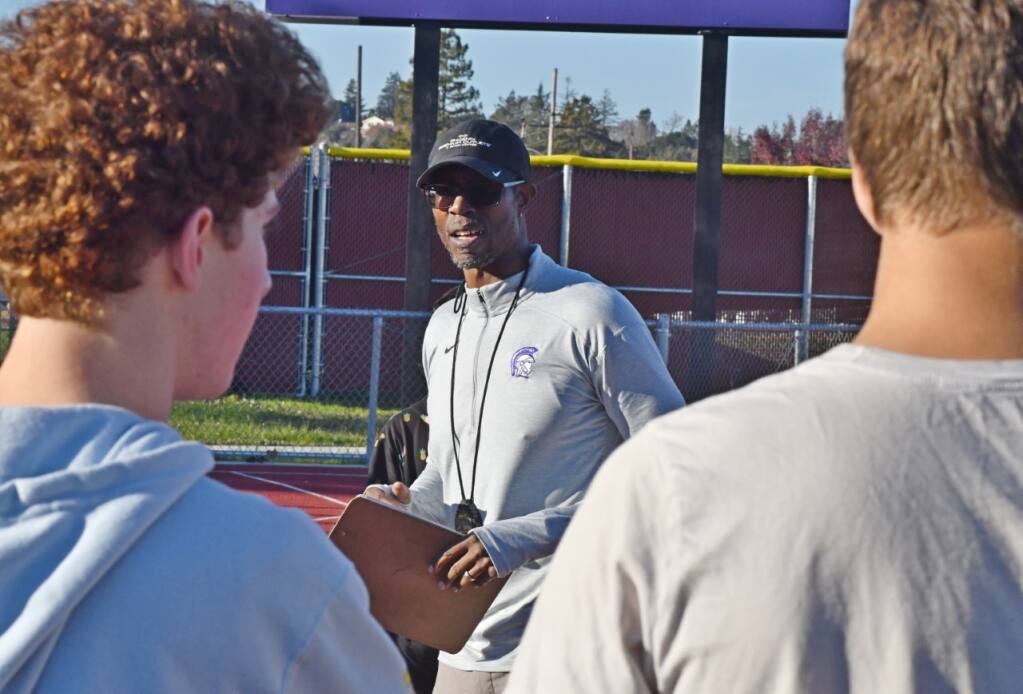 New Petaluma High track coach Corey Nelson is conducting conditioning sessions in preparation for the spring season. Nelson will share head coaching duties with Doug Johnson. (Sumner Fowler / For the Argus-Courier)