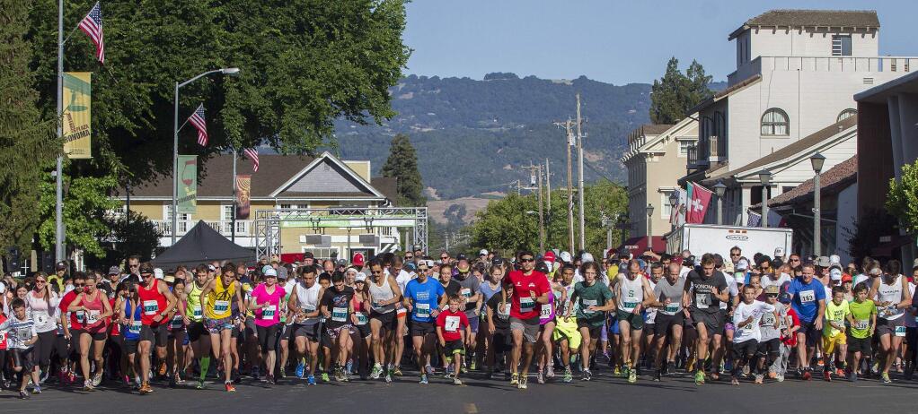 Large turnouts characterize the running of the annual 'Hit the Road, Jack!' footraces. Distances of a 3.5K run/walk, 10K run/walk and Half Marathon, as well as a Kids Dash new this year, provide a workout for all ages and conditions. (Robbi Pengelly/Index-Tribune)