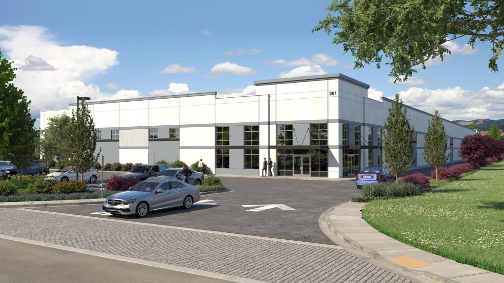 Architectural rendering of a 70,000-square-foot industrial building under construction at 201 Business Park Drive in Rohnert Park. (courtesy of Cushman & Wakefield)