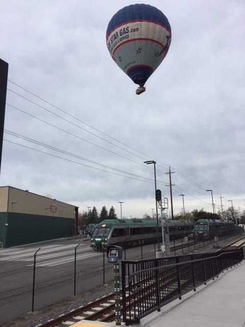A hot-air balloon landed near Airport Boulevard north of Santa Rosa on Sunday, Feb. 11, 2018. (COURTESY OF SHERRILL DUNNING-RILEY)