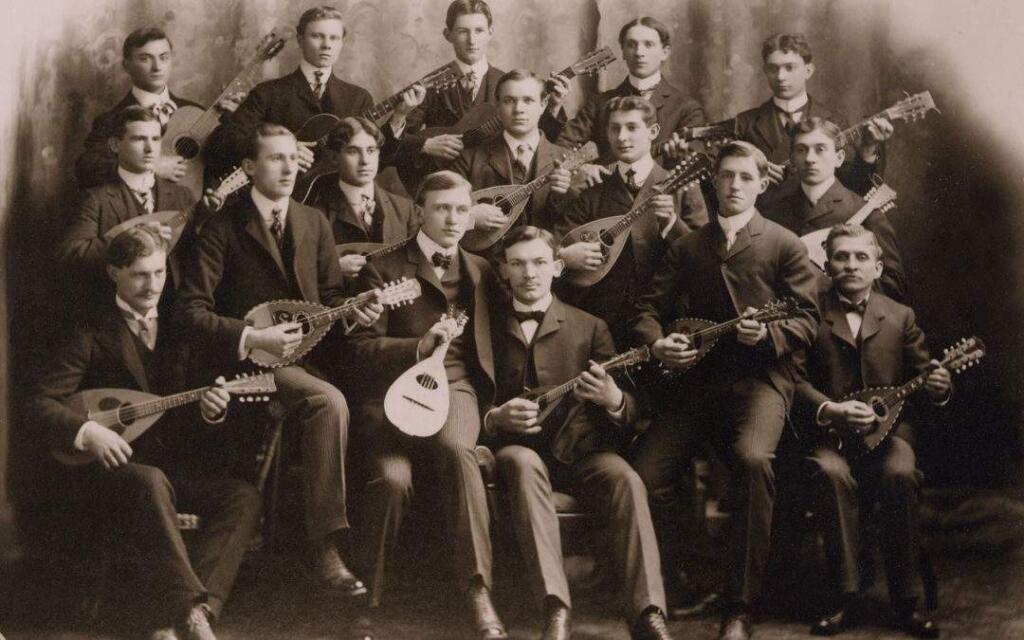 Mandolin orchestras such as this were once all the rage in polite society; the Gravenstein Mandolin Ensemble attempts to recreate the glory days of these string armies. They will play at the Sonoma Valley Regional Library on Saturday, Jan. 20.