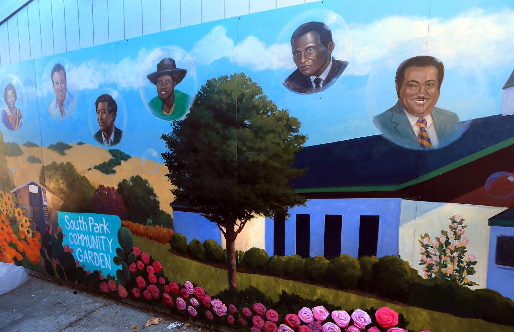 A new mural was unveiled at Martin Luther King Park in Santa Rosa after vandals defaced the previous mural. (John Burgess/The Press Democrat)