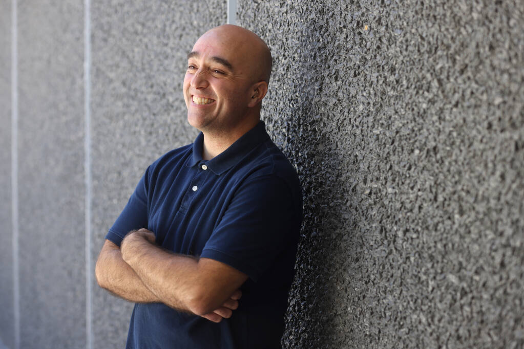 Jesús Fernández, a social studies teacher at Geyserville New Tech Academy has been named Sonoma County Teacher of the Year. Photo taken Wednesday, Aug. 31, 2022, in Geyserville, California.  (Beth Schlanker/The Press Democrat)