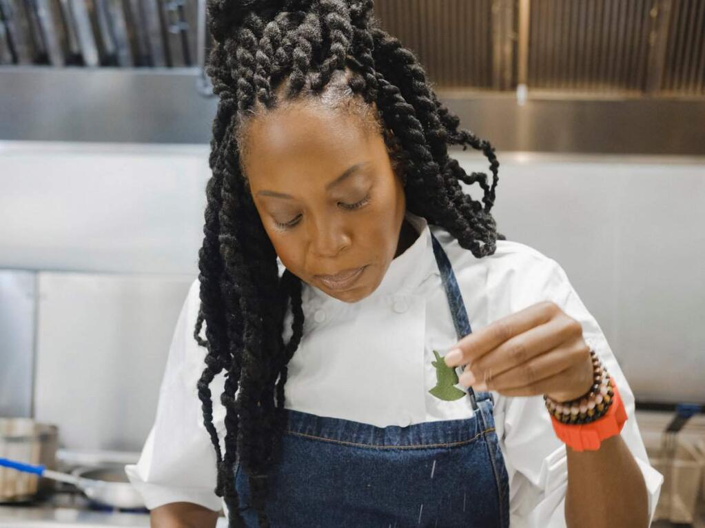 Chef Andrea Drummer plans to pair specific strains of cannabis with specific dishes at the forthcoming Lowell Farms cannabis cafe. (PHOTO BY ORIANA KOREN FOR THE WASHINGTON POST)