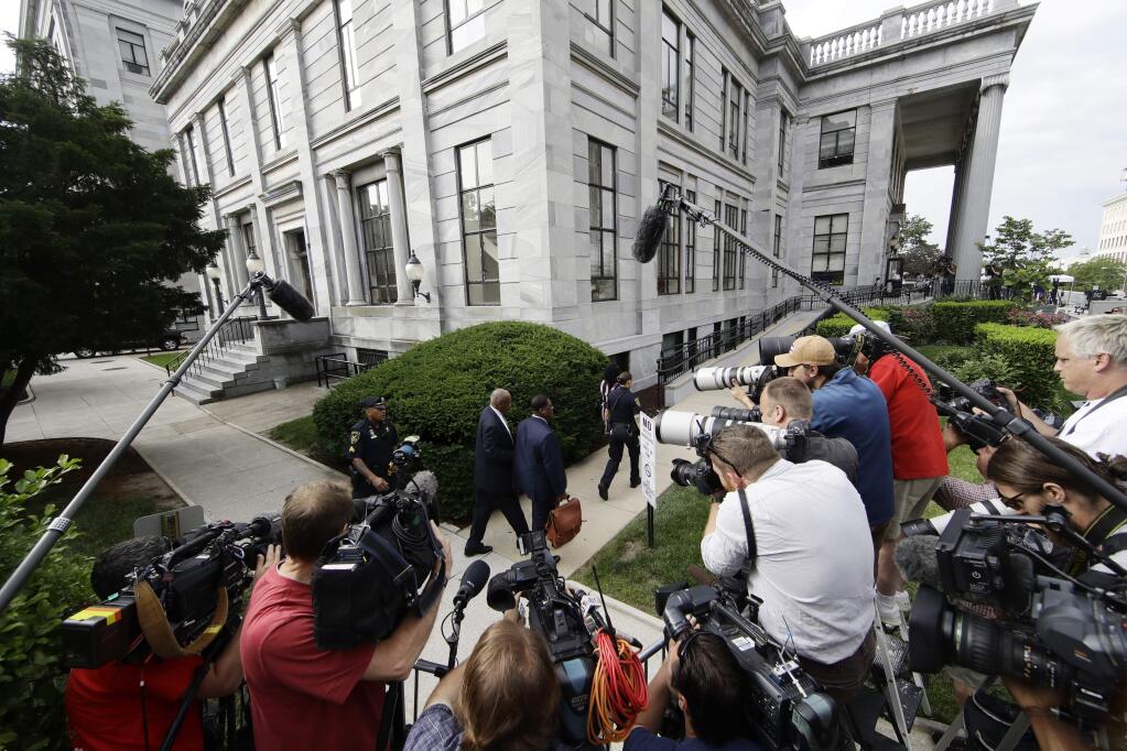 Bill Cosby arrives for jury deliberations in his sexual assault trial at the Montgomery County Courthouse in Norristown, Pa., Thursday, June 15, 2017. (AP Photo/Matt Rourke)