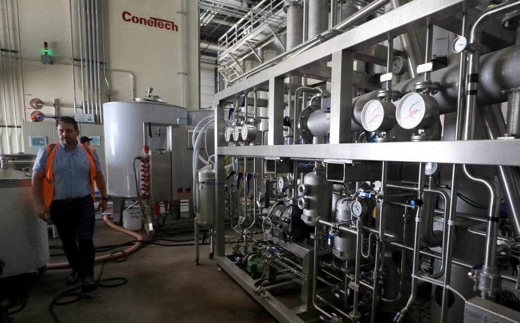 A ConeTech filtering system has allowed the company to remove smoke taint from wine grapes affected by the last few years of wildfires. (Kent Porter / The Press Democrat)