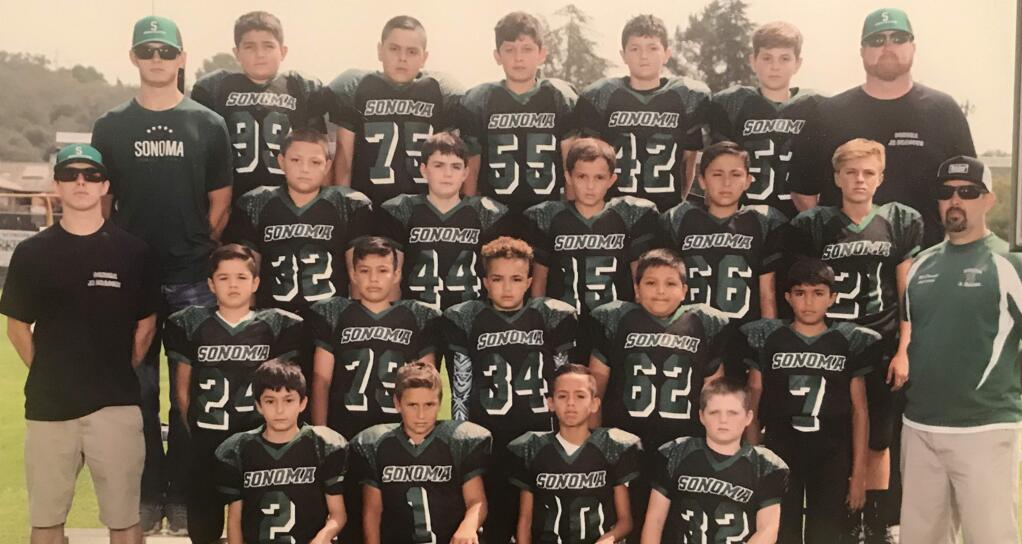 Submitted photoThe Sonoma Jr. Dragons Pee Wee Football team will be competing in the playoffs Sunday for the first time in more than a decade. Sonoma will face San Marin on Sunday in Ukiah.