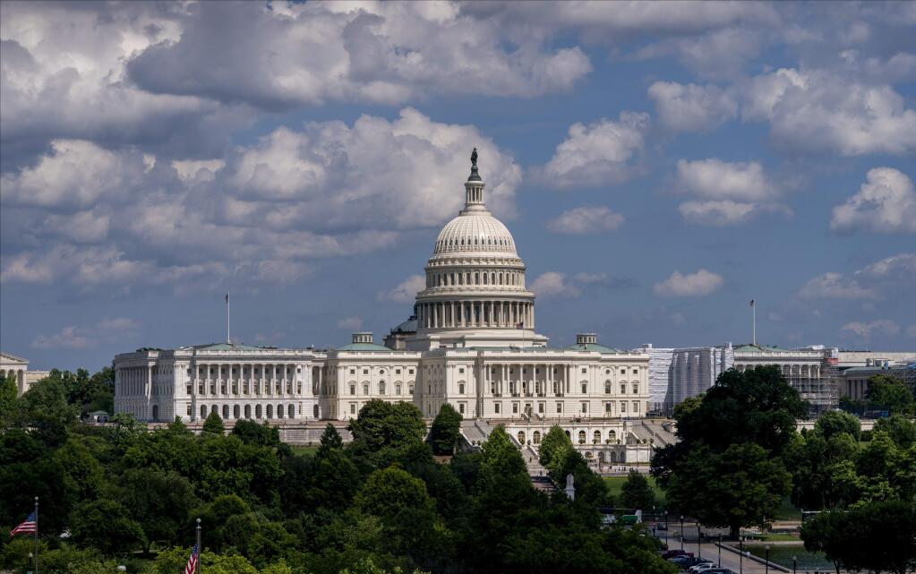 In this June 20, 2019 photo, the Capitol is seen from the roof of the Canadian Embassy in Washington. (AP Photo/J. Scott Applewhite)