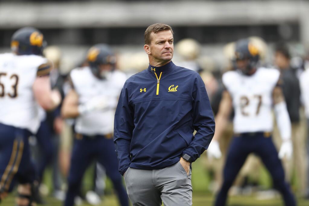 In this Oct. 28, 2017, file photo, Cal head coach Justin Wilcox is shown during the first half of a game in Boulder, Colo. (AP Photo/David Zalubowski, File)