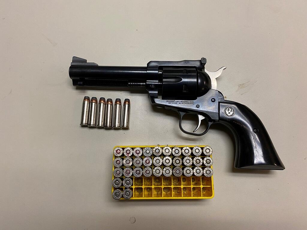 Police arrested a 37-year-old Santa Rosa man Saturday, Dec. 10, 2022, after they found a loaded .357 magnum handgun, ammunition and what looked like methamphetamine in the man’s vehicle, officials said. (Santa Rosa Police Department)
