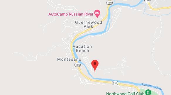 A sewage leak began Tuesday, Nov. 30, 2021, at the west end of Orchard Avenue, about 2 miles west of Guerneville on the south side of the Russian River, according to Sonoma Water officials. (Google Maps)