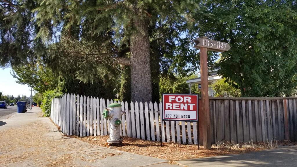 Sonoma rentals, such as this property on Broadway, will be limited to 5 percent rent increases, plus inflation, per year once a new state law goes into effect.