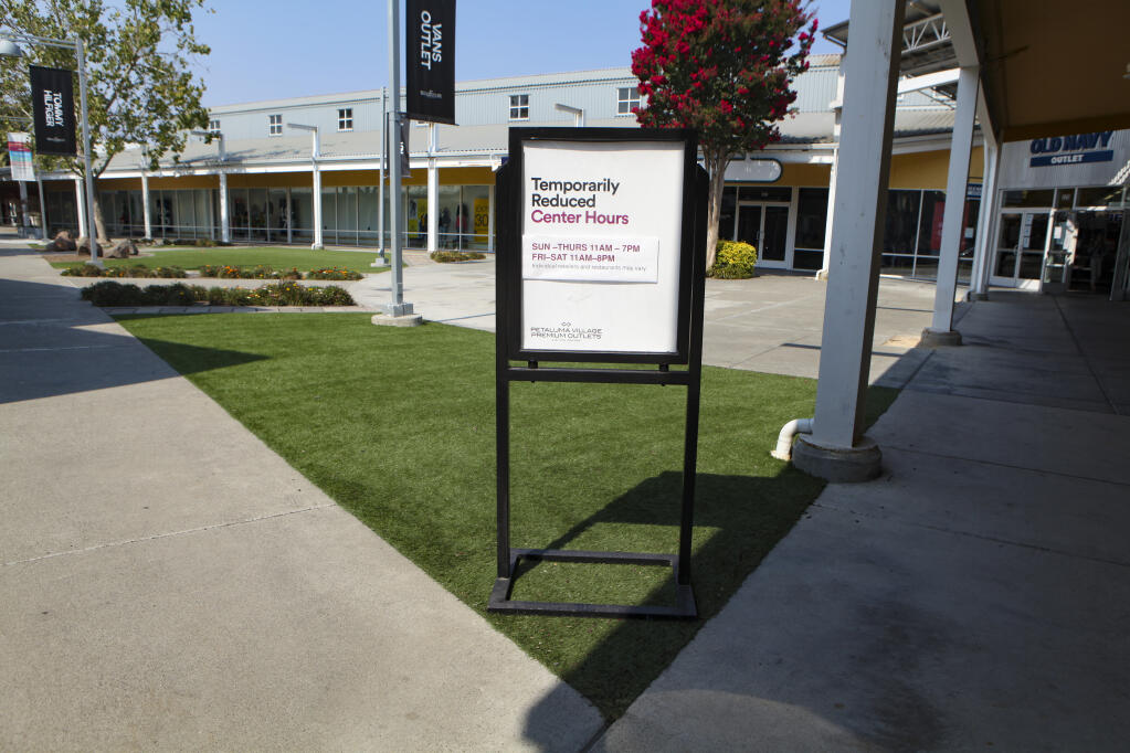 Petaluma, CA, USA, Monday,  September 21, 2020._The Petaluma Village Premium Outlets re-opened a few months ago but the stores there continue to suffer through an economic downturn. (CRISSY PASCUAL/ARGUS-COURIER STAFF)