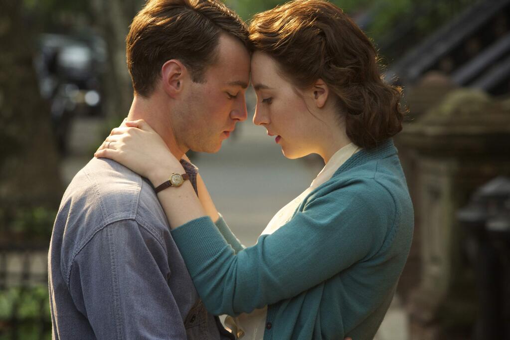 Fox SearchlightSaoirse Ronan stars in 'Brooklyn' as a young Irish immigrant during 1950s Brooklyn who is wooed by two young men, played by Emory Cohen and Domnall Gleeson, one in America and one in Ireland.