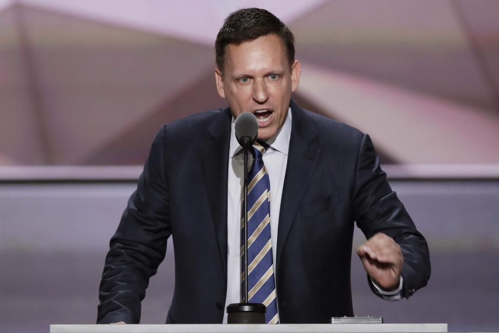 FILE - In this July 21, 2016, file photo, entrepreneur Peter Thiel speaks during the final day of the Republican National Convention in Cleveland. Thiel was able to gain New Zealand citizenship in 2011 despite never having lived in the country because a top lawmaker decided his entrepreneurial skills and philanthropy were valuable, documents reveal. Thiel didn't even have to leave California to become a new member of the South Pacific nation. (AP Photo/J. Scott Applewhite, File)