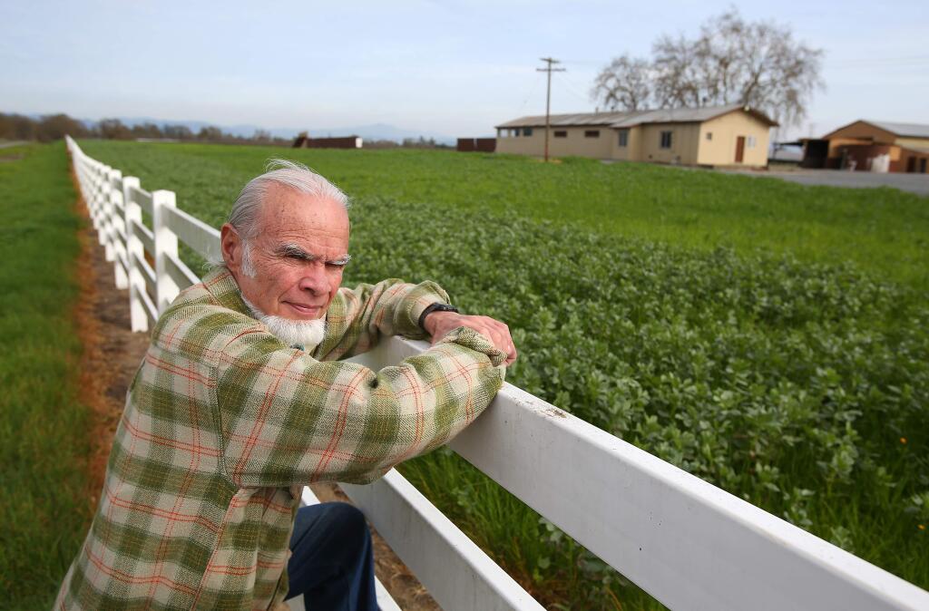 Sebastopol resident Shepherd Bliss is opposed to the large winery and distillery proposed by a Napa County vintner at the site of a former dairy along Highway 12, east of Llano Road. (CHRISTOPHER CHUNG/ PD)