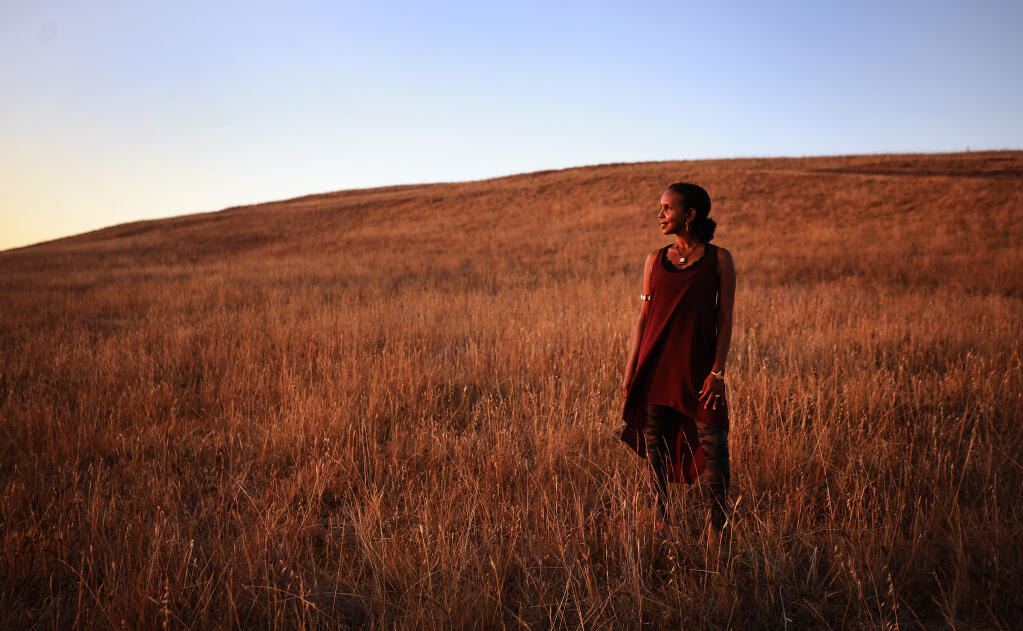 Shugri Salh yearns to return to the red East African desert of her youth. But her native Somalia is controlled by a strict and conservative Muslim sect and she would not feel safe. So she hikes the meadows and woodlands near her Santa Rosa home. (Kent Porter / The Press Democrat) 2021