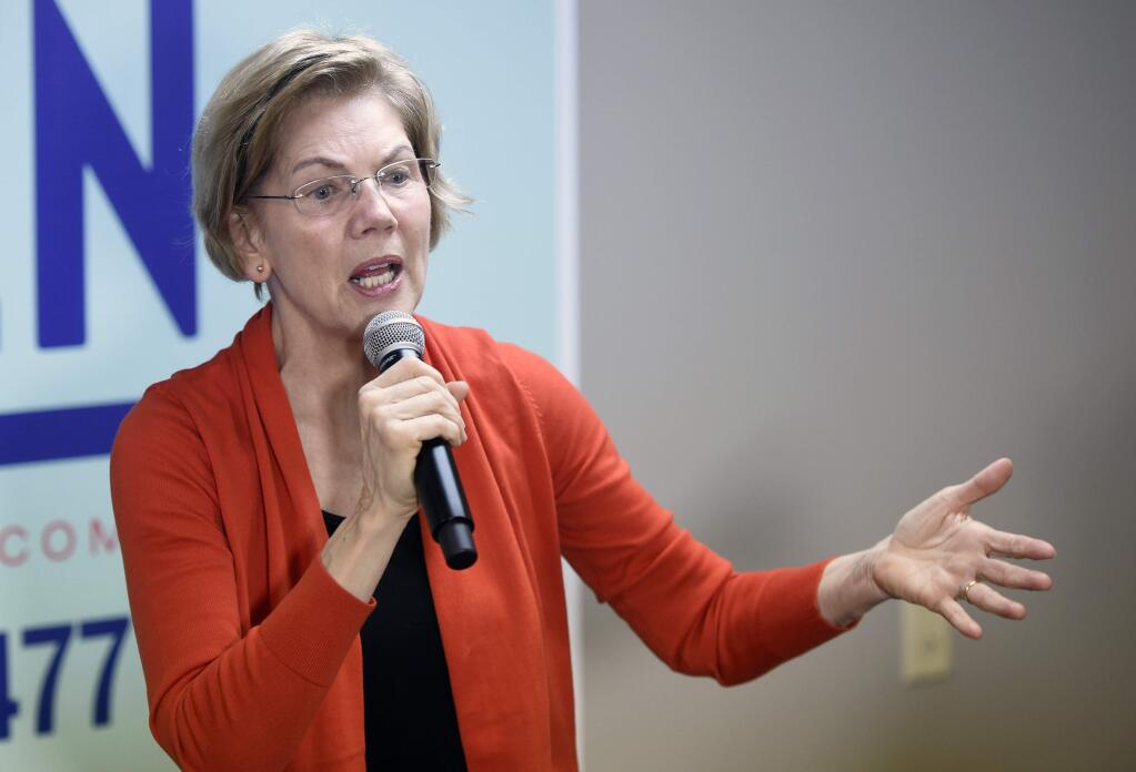 Democratic presidential candidate Sen. Elizabeth Warren speaks during a campaign rally Friday, Feb. 28, 2020 in Graniteville, S.C. (Michael Holahan/The Augusta Chronicle via AP)