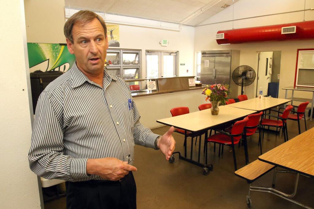 Mike Johnson talks about the budget and running the COTS programs at the mary Isaak Shelter in Petaluma on Wednesday, May 20, 2016. (SCOTT MANCHESTER/ARGUS-COURIER STAFF)
