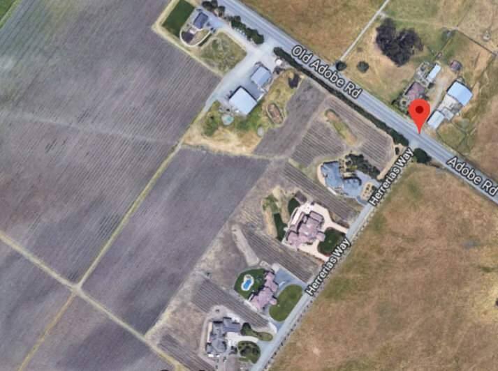 Aerial view of the Adobe Road property that is at the center of a legal case brought by neighbors against a former cannabis farm. (GOOGLE MAPS)