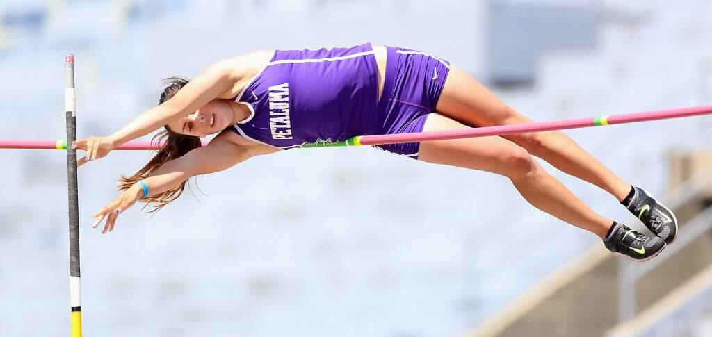 JOHN BURGESS/PRESS DEMOCRATPetaluma's Natalie Gilmore (shown in 2014 year's Meet of Champions) was second in the SCL Championship Meet.