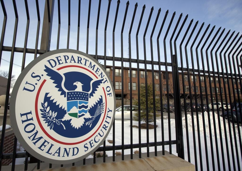 FILE - In this Feb. 24, 2015 file photo, the Homeland Security Department headquarters is seen in northwest Washington. (AP Photo/Manuel Balce Ceneta, File)