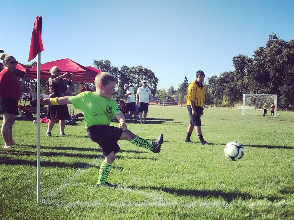 A young soccer play practices a corner kick during recreational activity with the Sonoma Valley Youth Soccer Association, which has joined with the Sonoma Soccer Club into the new Sonoma Valley United. (Submitted)