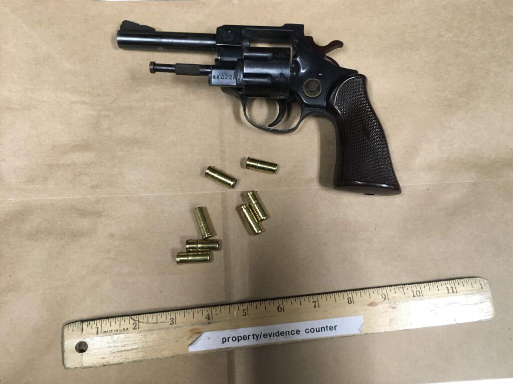 The discovery of a gun led to the arrest of a man on Range Avenue in Santa Rosa on Thursday, June 23, 2017. (SANTA ROSA POLICE DEPARTMENT)