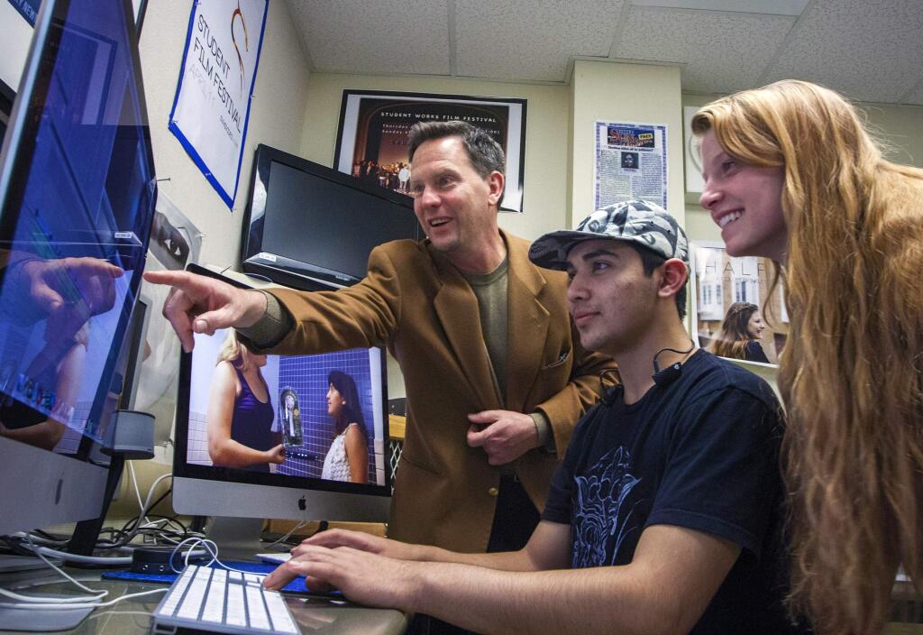 Robbi Pengelly/Index-Tribune file photoPeter Hansen helps Sonoma Valley High School students with editing their films.
